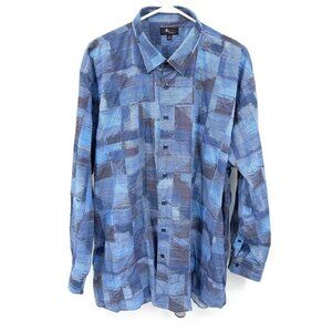 Jon Randall Mens 2XL Blue Abstract Button Up Shirt